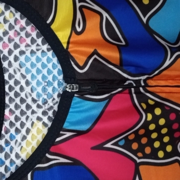 Weimo Star Cycling Shirt, L, Multi color Design, rear pocket pouches and zipper - Picture 2 of 10